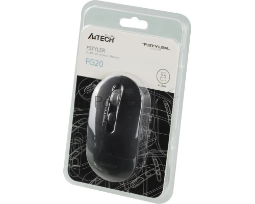 Мышь беспроводная A4Tech Fstyler FG20S серый, 2000 dpi, радиоканал, USB, кнопки - 3