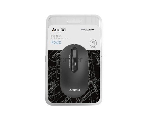 Мышь беспроводная A4Tech Fstyler FG20S серый, 2000 dpi, радиоканал, USB, кнопки - 3