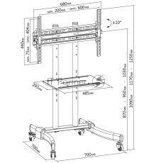 Стойка для телевизора Cactus CS-ST1030BK черный 37