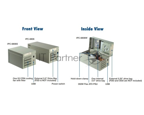 Промышленный компьютерный корпус IPC-6806W-35F Advantech 6-слотовый, Full-size PICMG 1.0/1.3, 1 х 5.25