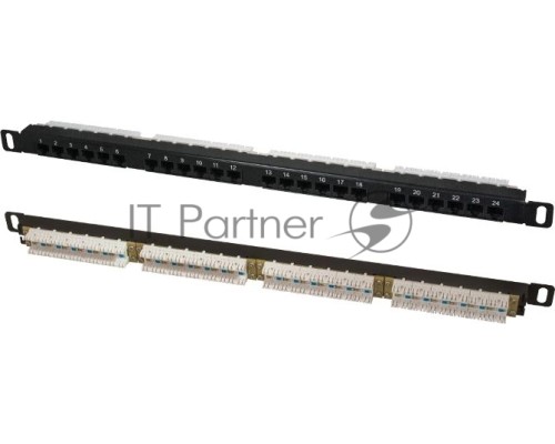 Патч-панель высокой плотности 19', 24хRJ-45, UTP, Cat.5e, 0,5U