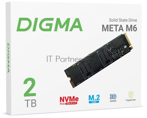 Накопитель SSD Digma PCI-E 4.0 x4 2Tb DGSM4002TM63T Meta M6 M.2 2280