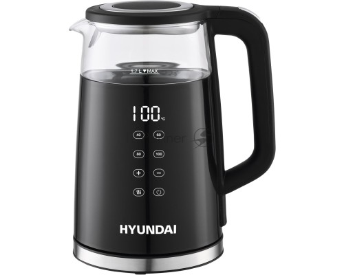 Чайник электрический Hyundai HYK-G6404 1.7л. 2200Вт черный/серебристый (корпус: стекло)