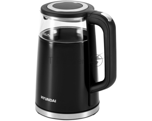 Чайник электрический Hyundai HYK-G6404 1.7л. 2200Вт черный/серебристый (корпус: стекло)