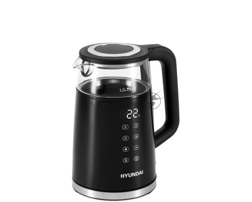 Чайник электрический Hyundai HYK-G6404 1.7л. 2200Вт черный/серебристый (корпус: стекло)