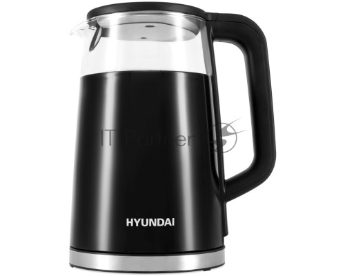 Чайник электрический Hyundai HYK-G6404 1.7л. 2200Вт черный/серебристый (корпус: стекло)