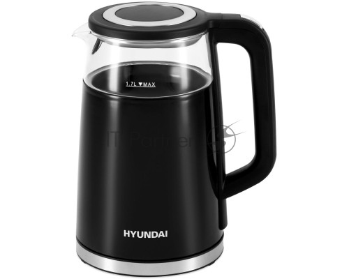 Чайник электрический Hyundai HYK-G6404 1.7л. 2200Вт черный/серебристый (корпус: стекло)