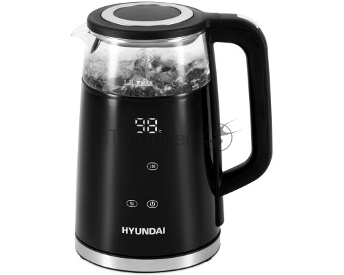 Чайник электрический Hyundai HYK-G6404 1.7л. 2200Вт черный/серебристый (корпус: стекло)
