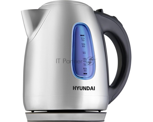 Чайник электрический Hyundai HYK-S2402 1.7л. 2200Вт серебристый матовый/черный (корпус: нержавеющая сталь)