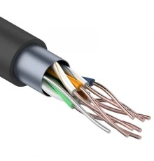 Rexant (01-0146-1) Кабель витая пара F/UTP, CAT 5e, PE 4х2х0,50мм, 24AWG, внешний, черный (коробка)