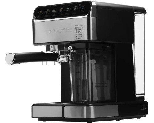 Кофеварка эспрессо Polaris PCM 1540 нержавеющая сталь, исп. кофе - молотый/капсулы, 1.8 л, 1400 Вт, 15 Бар.