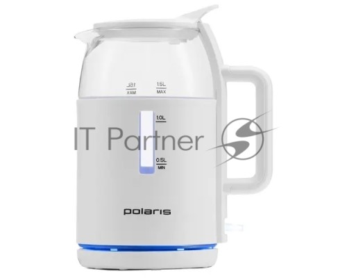 Чайник Polaris PWK1545CGL Water Way Pro, пластик/стекло белый