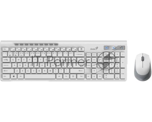 Комплект беспроводной Genius Smart KM-8230 WHITE, клавиатура+мышь, USB, 1 мини-ресивер на оба устройства. Клавиатура: 104 клавиши кнопка SmartGenius, клавиши т