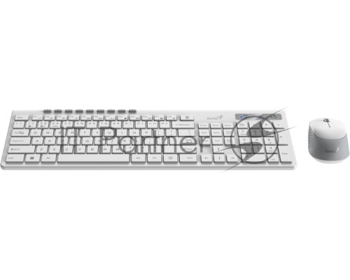 Комплект беспроводной Genius Smart KM-8230 WHITE, клавиатура+мышь, USB, 1 мини-ресивер на оба устройства. Клавиатура: 104 клавиши кнопка SmartGenius, клавиши т