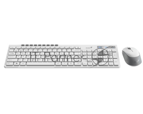 Комплект беспроводной Genius Smart KM-8230 WHITE, клавиатура+мышь, USB, 1 мини-ресивер на оба устройства. Клавиатура: 104 клавиши кнопка SmartGenius, клавиши т