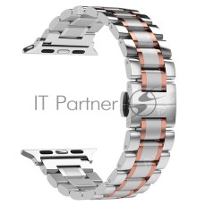 Ремешок из нержавеющей стали для Apple Watch 42/44 mm LYAMBDA CETUS DSG-25-44-SR Silver/Rose Gold