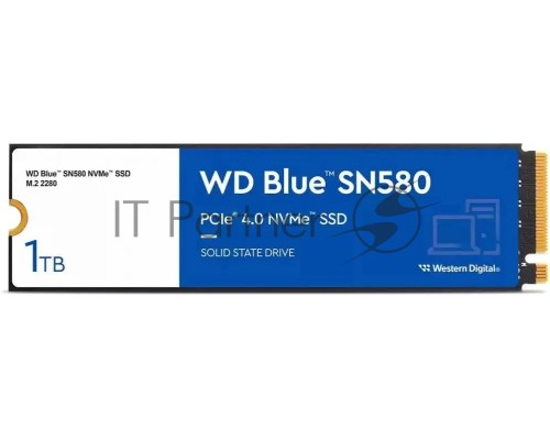 Накопитель SSD WD 1Tb Blue SN580 NVMe, M.2(22x80mm), NVMe, PCIe 3.0 x4, 3D TLC, R/W 3500/3000MB/s, IOPs 460 000/45 600TBW Накопитель SSD WD 1Tb Blue SN580 NVMe, M.2(22x80mm), NVMe, PCIe 3.0 x4, 3D TLC, R/W 3500/3000MB/s, IOPs 460 000/45 600TBW