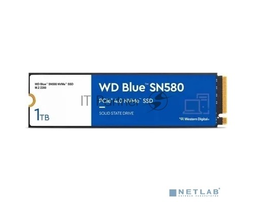 Накопитель SSD WD 1Tb Blue SN580 NVMe, M.2(22x80mm), NVMe, PCIe 3.0 x4, 3D TLC, R/W 3500/3000MB/s, IOPs 460 000/45 600TBW Накопитель SSD WD 1Tb Blue SN580 NVMe, M.2(22x80mm), NVMe, PCIe 3.0 x4, 3D TLC, R/W 3500/3000MB/s, IOPs 460 000/45 600TBW