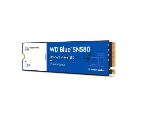 Накопитель SSD WD 1Tb Blue SN580 NVMe, M.2(22x80mm), NVMe, PCIe 3.0 x4, 3D TLC, R/W 3500/3000MB/s, IOPs 460 000/45 600TBW Накопитель SSD WD 1Tb Blue SN580 NVMe, M.2(22x80mm), NVMe, PCIe 3.0 x4, 3D TLC, R/W 3500/3000MB/s, IOPs 460 000/45 600TBW
