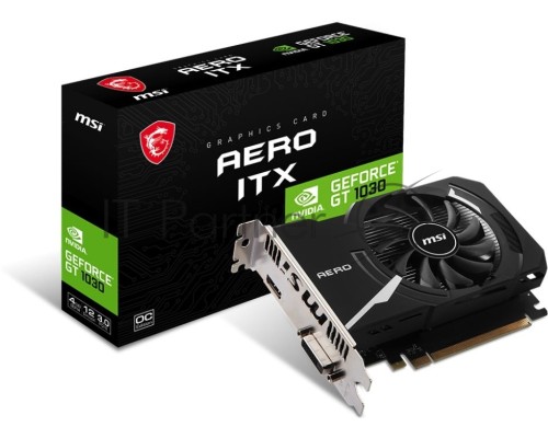 Видеокарта MSI GT 1030 AERO ITX 4GD4 OC Nvidia GT 1030 4Gb, DDR4, PCI-E 3.0, HDMIx1 DVIx1 HDCP