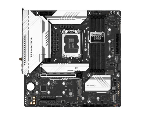 Материнская плата Maxsun MS-Terminator Z790M D5 WIFI 1700, Z790, 4xDDR5, 1xPCIEx16,1xPCIEx4,5xM.2, Front1xType-C,2xUSB3,3xUSB2, Rear1xType-C,4xUSB3,4xUSB2, 4xSATA3, 2,5GLan, HDMI+DP, mATX, RTL