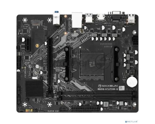 Материнская плата Maxsun MS-Challenger A520M-K AM4, A520, 2xDDR4, 1xPCI-E 16X1xPCI-E 1X2xM.2, Front2xUSB3.0, 2xUSB2.0, Rear4xUSB2.0, 2xUSB3.0, 3xSATA 3.0, 1GLan, HDMI+DP, mATX, RTL