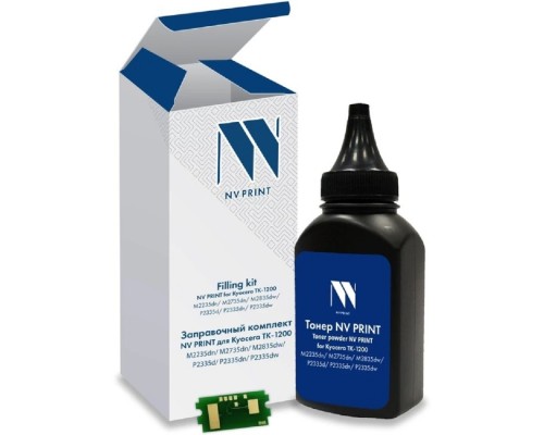 [Расходные материалы] Заправочный комплект NV PRINT для Kyocera TK-1200 (M2235dn, M2735dn, M2835dw, P2335d, P2335dn, P2335dw), 125 гр, 3000 стр (тонер + чип) совместимый