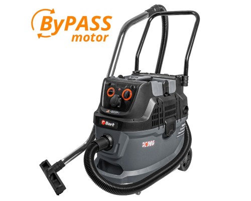 [Пылесосы строительные] Bort BAX-600E Пылесос строительный [93418149] { Мощность всасывания 320 Вт, вместимость 40 л, Ур. шума 78 дБ, шланга 3 м, 16 кг, набор аксессуаров 8 шт }