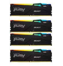 Память DDR5 4x32GB 5600MHz Kingston KF556C40BBAK4-128 Fury Beast Black RGB RTL Gaming PC5-44800 CL40 DIMM 288-pin 1.25В dual rank с радиатором Ret
