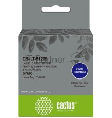 Картридж ленточный Cactus CS-LT-91205 черный шрифт, синий фон, 12мм, 4м для Dymo Letra Tag LT-100H