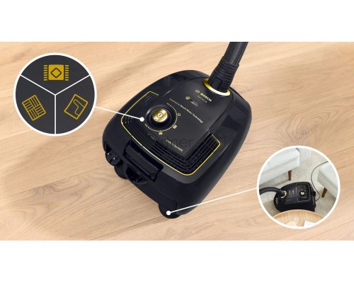 Пылесос Bosch BGL38GOLD черный/золотистый, 600/1700 Вт, уборка сухая, пылесборник мешок 4 л