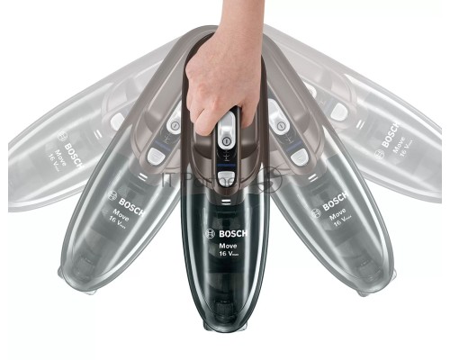 Пылесос ручной Bosch BHN16L серый, питание от аккумулятора, уборка сухая, пылесборник 0.3 л, работа от АКБ max 40 мин