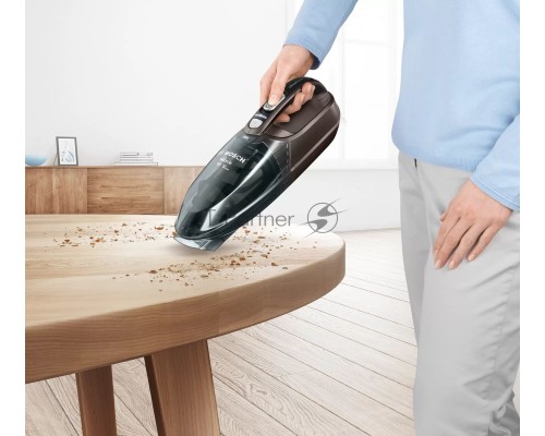Пылесос ручной Bosch BHN16L серый, питание от аккумулятора, уборка сухая, пылесборник 0.3 л, работа от АКБ max 40 мин