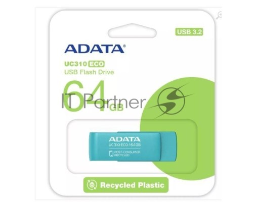 Флеш диск ADATA USB3 64GB GREEN UC310E-64G-RGN