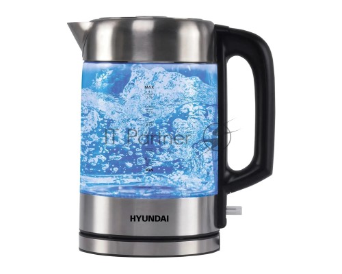 Чайник электрический Hyundai HYK-G6405 1.7л. 2200Вт черный/серебристый (корпус: стекло)