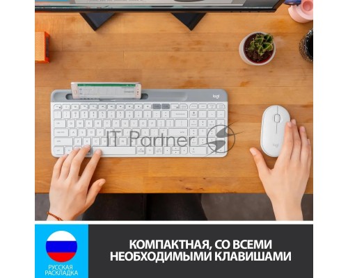 Клавиатура Logitech K580 белый/серебристый USB беспроводная BT/Radio slim Multimedia (920-010623)