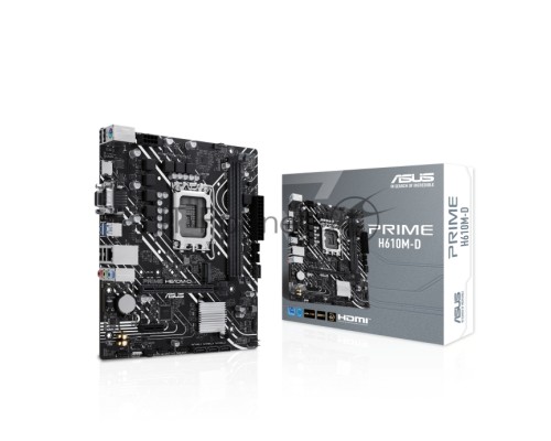 Материнская плата ASUS PRIME H610M-D, LGA 1700, Intel H610, 2xDDR5, 4xSATA, 1xM.2, 1xPCI-E 4.0 x16, 1x1Gb LAN, 2xUSB-A 3.2 Gen 1, 4xUSB-A 2.0, 1xHDMI, 1xVGA, 3x3.5 мм, 1xRS-232, 7.1, Micro-ATX
