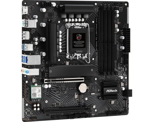 Материнская плата ASRock B760M PG Lightning WiFi, LGA 1700, Intel B760, 4xDDR5, 4xSATA, 3xM.2, 1xPCI-E 5.0 x16, 1xPCI-E 3.0 x4, 1xHDMI, 1xDisplayPort, 1x 2.5Gb LAN, 2xUSB 2.0, 3xUSB 3.2 Gen 1, 3x3.5 мм, 7.1, Micro-ATX