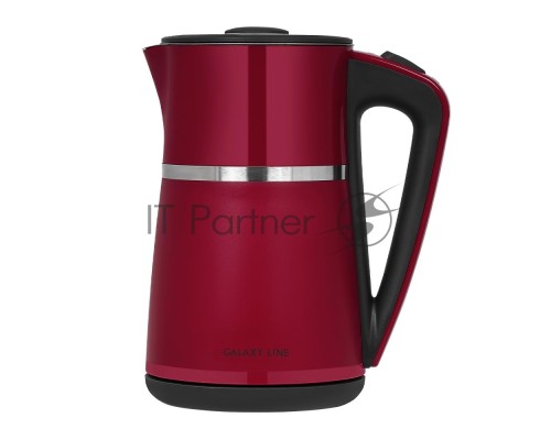 Чайник электрический Galaxy Line GL 0339, красный, пластик, 2200 Вт, 1,7 л
