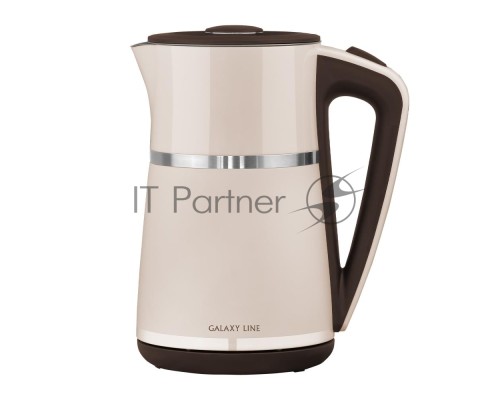 Чайник электрический Galaxy Line GL 0339, бежевый, пластик, 2200 Вт, 1,7 л