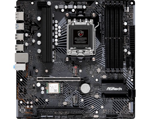 Материнская плата ASRock B650M PG Lightning WiFi, AM5, AMD B650, 4xDDR5, 4xSATA, 3xM.2, 1xPCI-E 3.0 x4, 1xPCI-E 4.0 x16, 1xDisplayPort, 1xHDMI, 1x 2.5Gb LAN, 1xUSB 3.2 Gen 2, 2xUSB-A 3.2 Gen 1, 4xUSB-A 2.0, 1xUSB-C 3.2 Gen 2, 3x3.5 мм, 7.1, Micro-ATX
