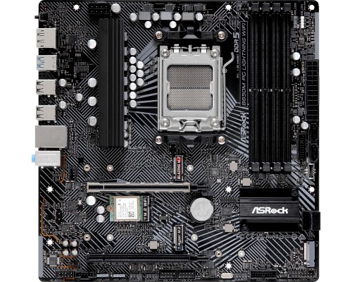 Материнская плата ASRock B650M PG Lightning WiFi, AM5, AMD B650, 4xDDR5, 4xSATA, 3xM.2, 1xPCI-E 3.0 x4, 1xPCI-E 4.0 x16, 1xDisplayPort, 1xHDMI, 1x 2.5Gb LAN, 1xUSB 3.2 Gen 2, 2xUSB-A 3.2 Gen 1, 4xUSB-A 2.0, 1xUSB-C 3.2 Gen 2, 3x3.5 мм, 7.1, Micro-ATX