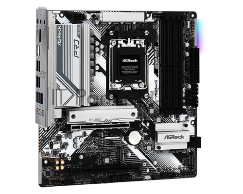 Материнская плата ASRock B650M PRO RS, Socket AM5, AMD B650, 4xDDR5-5200, HDMI+DP, 2xPCI-Ex16, 4xSATA3(RAID 0/1/10), 3xM.2, 8 Ch Audio, 1x2.5GLan, (4+4)xUSB2.0, (3+4)xUSB3.2, (1+1)xUSB3.2 Type-C™, mATX, RTL, {}