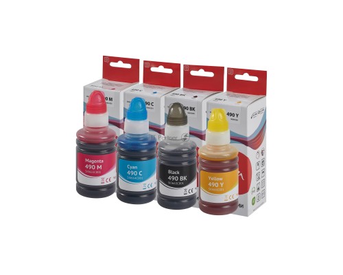 Набор чернила Sakura SI066BAC001 (GI-490 C/M/Y) для Canon ,водорастворимый тип, (черный, голубой, пурпурный, желтый), 4шт в упаковке.