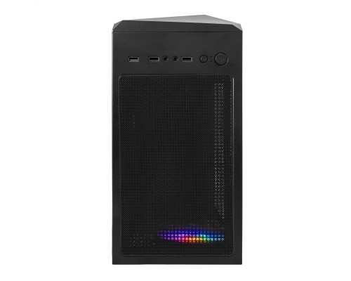 Компьютерный корпус Miditower ExeGate EVO-8225-EVO800 (ATX, БП EVO800RGB с вент. 12см, 2*USB+1*USB3.0, черный, 2 вент. с RGB подсветкой и полоса на передней панели, боковая панель - закаленное стекло)