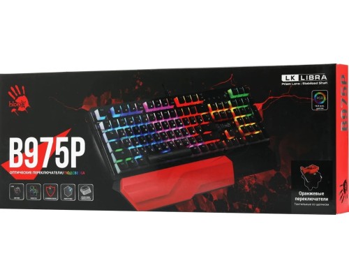 Клавиатура A4Tech Bloody B975P механическая черный USB Multimedia for gamer LED (подставка для запястий) (B975P)