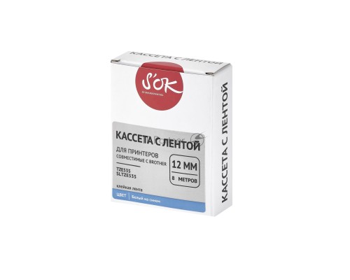 Кассета с лентой S'OK by Sakura Printing TZE535 для Brother,  белый на синем, 12мм/8м , наклейка