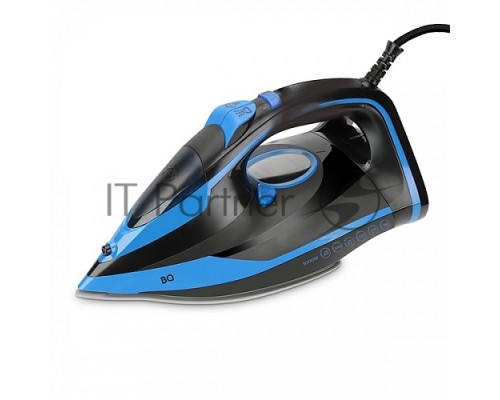 Утюг BQ SI1005 Black-Blue. Мощность 3000 Вт, Резервуар для воды 350 мл, Постоянная подача пара 60 г/мин, Паровой удар 200 г, Керамическое покрытие EasyGlidePRO, Защита от перегрева, Вертикальное отпраивание, LED индикатор, Мерный стакан для воды в компле