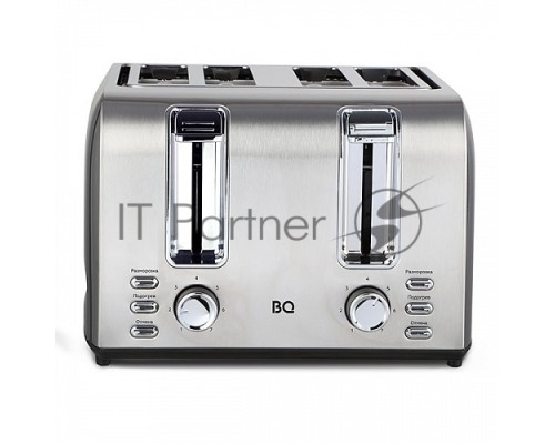 Тостер BQ T2001 Steel-Black, Мощность 1500 Вт, 7 степеней поджаривания, Функция подогрева, разморозки и 