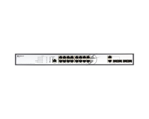 Коммутатор Managed L2 Switch 16x1000Base-T PoE, 2x1000Base-X SFP, 2xCombo 1000Base-T/SFP, PoE Budget 250W, RJ45 Console, 19